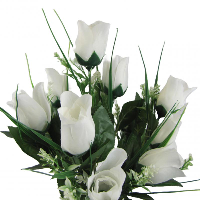 Sztuczne róże bukiet 40cm białe (10 sztuk)
